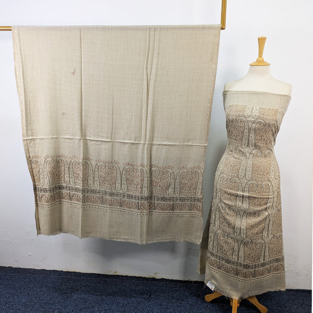 Premium Wool Pashmina with Indian Karhai Work 3Pc Unstitched