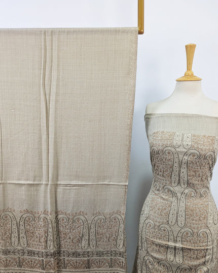 Premium Wool Pashmina with Indian Karhai Work 3Pc Unstitched