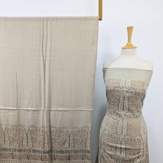 Premium Wool Pashmina with Indian Karhai Work 3Pc Unstitched