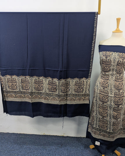 Premium Wool Pashmina with Indian Karhai Work 3Pc Unstitched