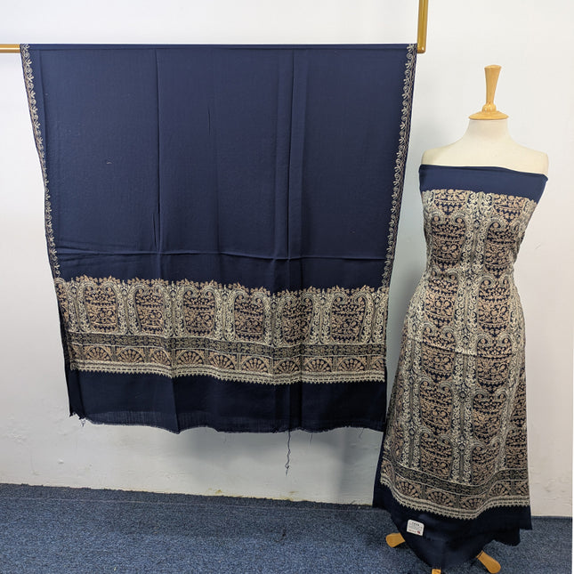 Premium Wool Pashmina with Indian Karhai Work 3Pc Unstitched