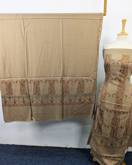 Premium Wool Pashmina with Indian Karhai Work 3Pc Unstitched