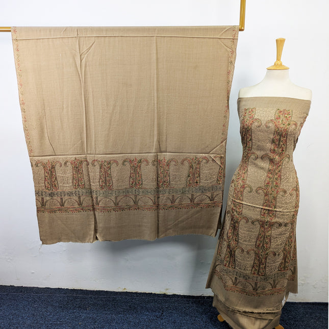 Premium Wool Pashmina with Indian Karhai Work 3Pc Unstitched