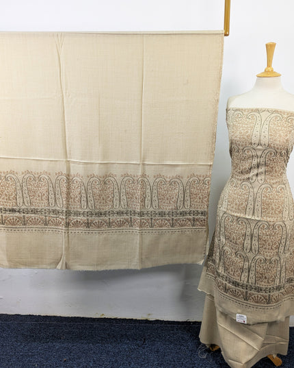 Premium Wool Pashmina with Indian Karhai Work 3Pc Unstitched