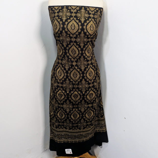 Exquisite Wool Pashmina with Indian Karhai Work 3Pc Unstitched