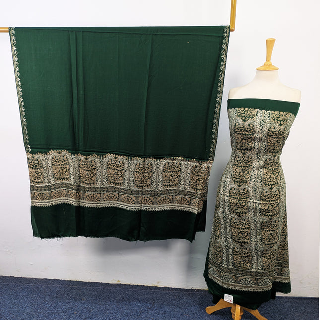 Premium Wool Pashmina with Indian Karhai Work 3Pc Unstitched