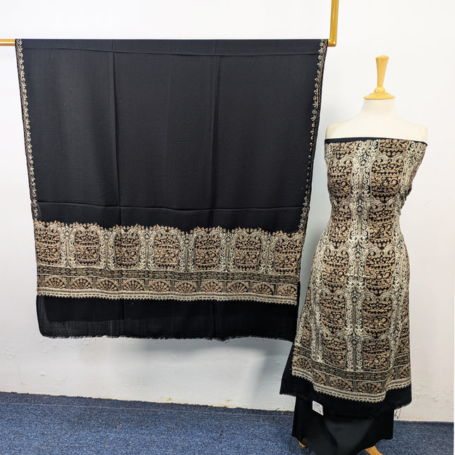 Premium Wool Pashmina with Indian Karhai Work 3Pc Unstitched