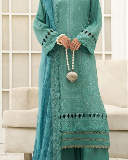 Exclusive Micro Sequence Embroidered Viscose 3Pc Unstitched - Mah e Rooh (Sangat)