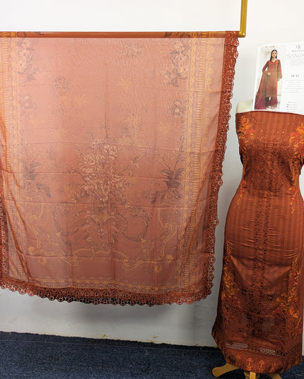 Exclusive Micro Sequence Embroidered Viscose 3Pc Unstitched - Mah e Rooh (Sangat)