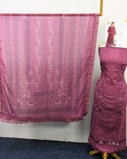 Exclusive Micro Sequence Embroidered Viscose 3Pc Unstitched - Mah e Rooh (Sangat)