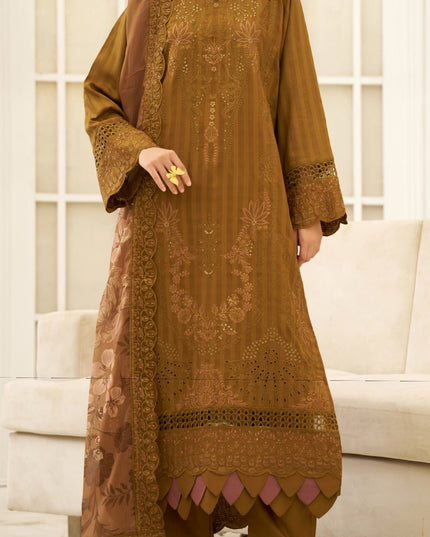 Exclusive Micro Sequence Embroidered Viscose 3Pc Unstitched - Mah e Rooh (Sangat)