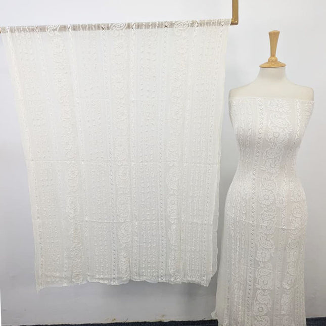 Handmade Pure China Crinkle with Tarkashi + Shadow Work (Dyeable in All Colors)