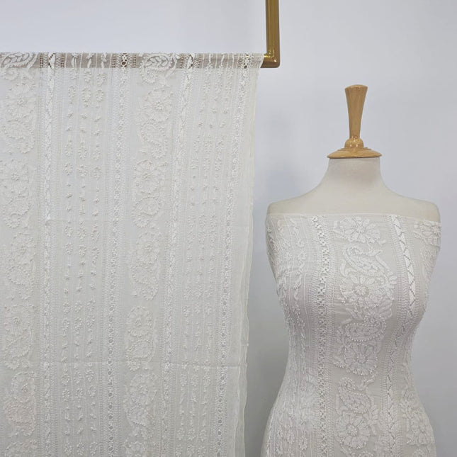 Handmade Pure China Crinkle with Tarkashi + Shadow Work (Dyeable in All Colors)