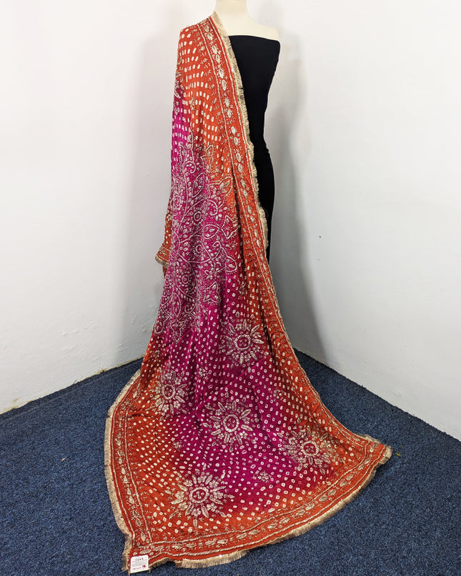 Premium Handmade Chunnri & Gotta Work Silk Dupatta (Ready To Wear)