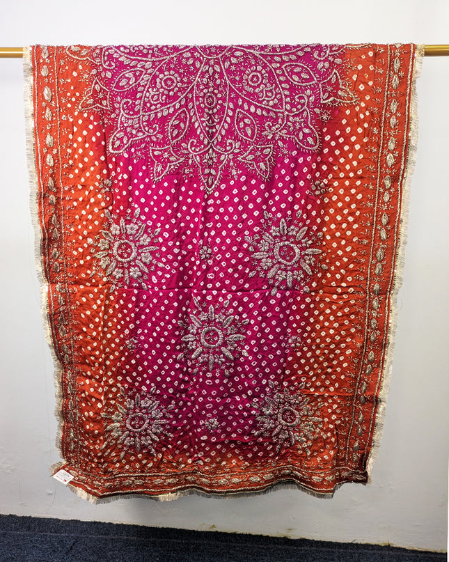 Premium Handmade Chunnri & Gotta Work Silk Dupatta (Ready To Wear)