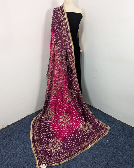 Premium Handmade Chunnri & Gotta Work Silk Dupatta (Ready To Wear)