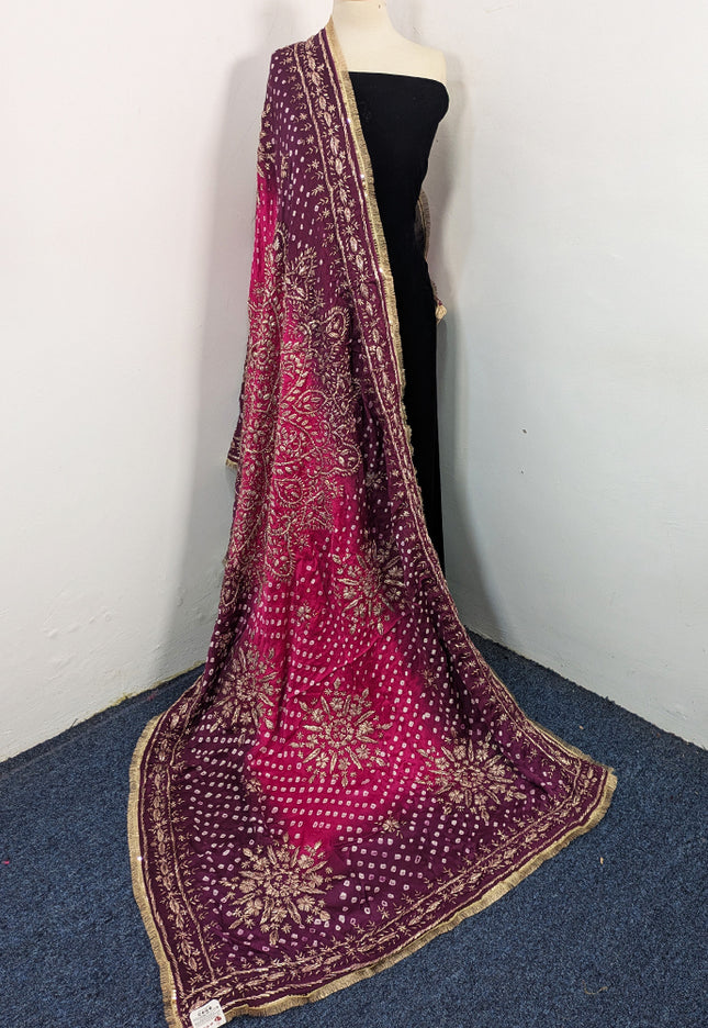 Premium Handmade Chunnri & Gotta Work Silk Dupatta (Ready To Wear)