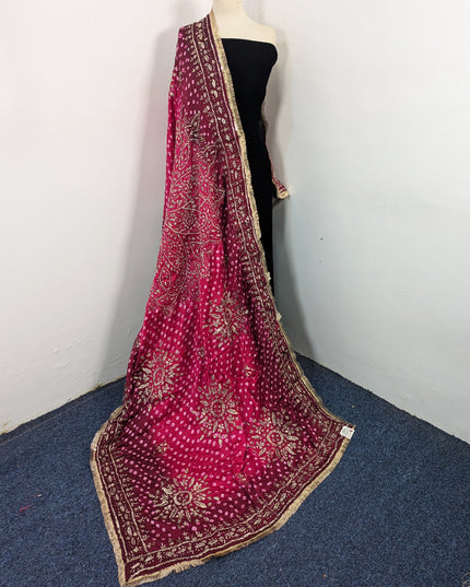 Premium Handmade Chunnri & Gotta Work Silk Dupatta (Ready To Wear)
