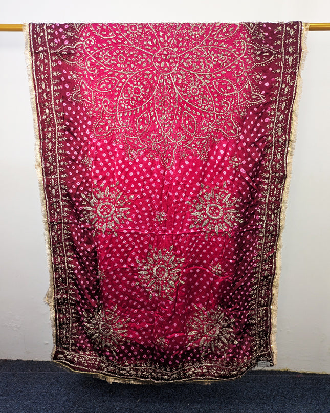 Premium Handmade Chunnri & Gotta Work Silk Dupatta (Ready To Wear)