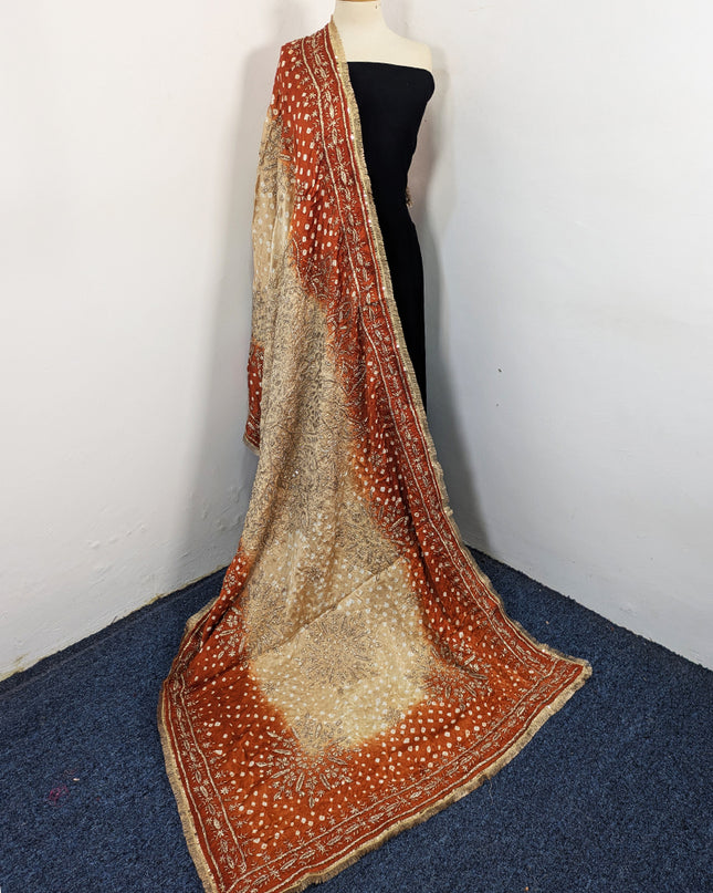 Premium Handmade Chunnri & Gotta Work Silk Dupatta (Ready To Wear)