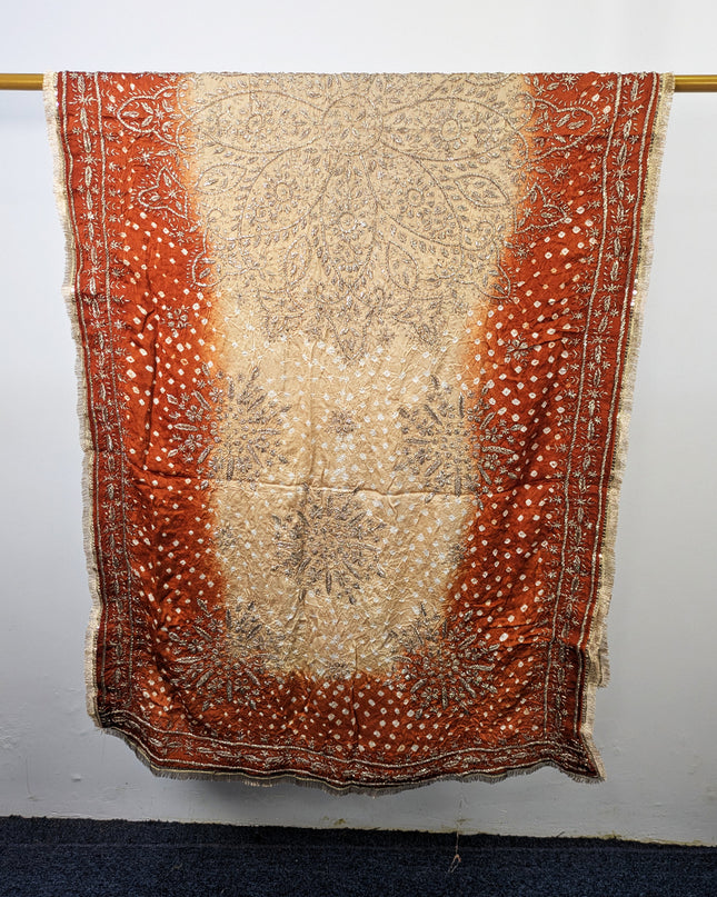 Premium Handmade Chunnri & Gotta Work Silk Dupatta (Ready To Wear)