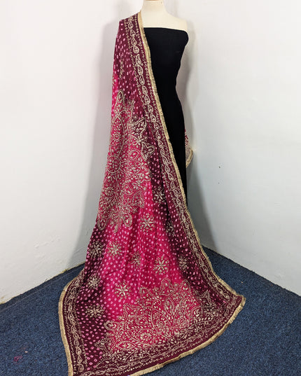Premium Handmade Chunnri & Gotta Work Silk Dupatta (Ready To Wear)