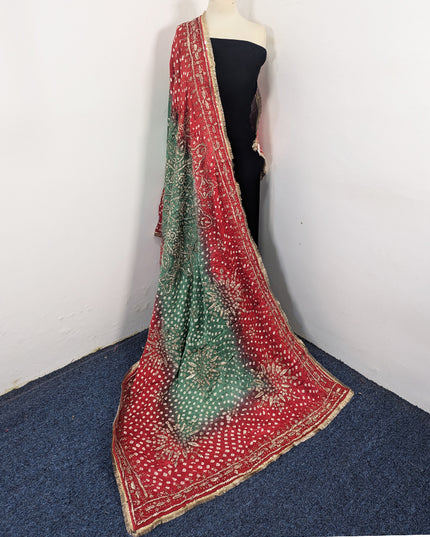Premium Handmade Chunnri & Gotta Work Silk Dupatta (Ready To Wear)