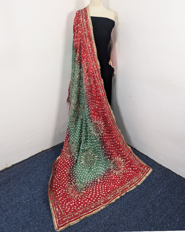 Premium Handmade Chunnri & Gotta Work Silk Dupatta (Ready To Wear)