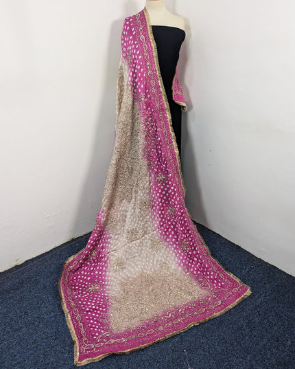 Premium Handmade Chunnri & Gotta Work Silk Dupatta (Ready To Wear)