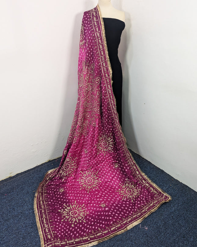 Premium Handmade Chunnri & Gotta Work Silk Dupatta (Ready To Wear)