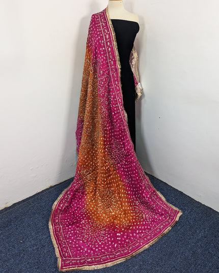 Premium Handmade Chunnri & Gotta Work Silk Dupatta (Ready To Wear)