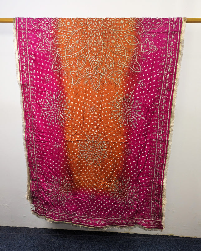 Premium Handmade Chunnri & Gotta Work Silk Dupatta (Ready To Wear)