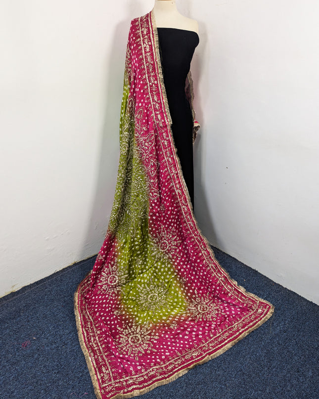 Premium Handmade Chunnri & Gotta Work Silk Dupatta (Ready To Wear)