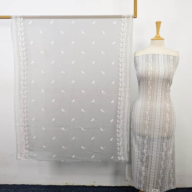 Embroidered Chiffon with 2 Sided Border Dupatta 2PC Unstitched