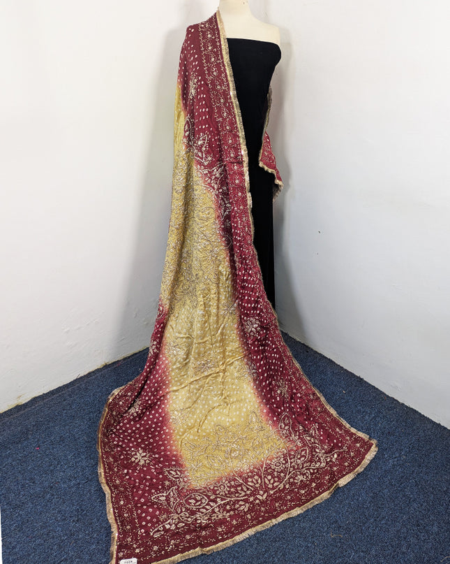 Fancy Silk with Handmade Chunnri & Gotta Work Dupatta (Ready To Wear)
