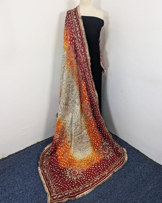 Fancy Silk with Handmade Chunnri & Gotta Work Dupatta (Ready To Wear)