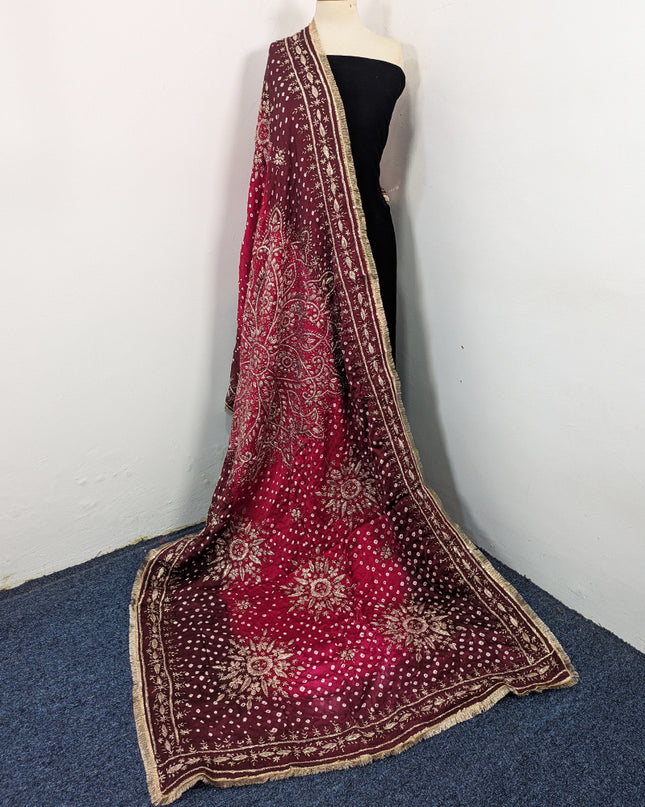 Fancy Silk with Handmade Chunnri & Gotta Work Dupatta (Ready To Wear)