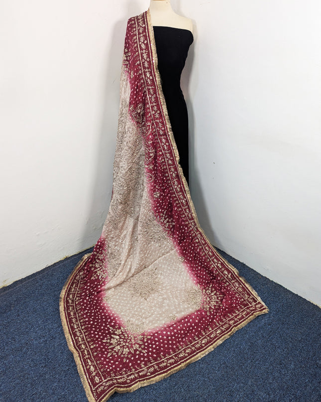 Fancy Silk with Handmade Chunnri & Gotta Work Dupatta (Ready To Wear)