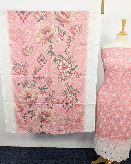 Fancy Marina With Chikankari Work 3PC Unstitched