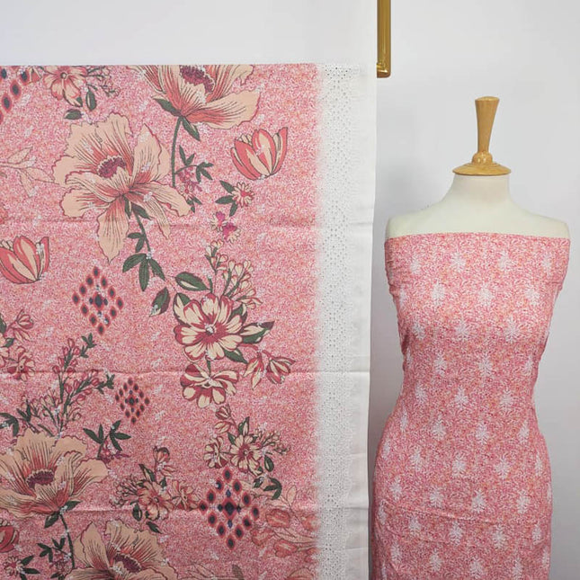 Fancy Marina With Chikankari Work 3PC Unstitched