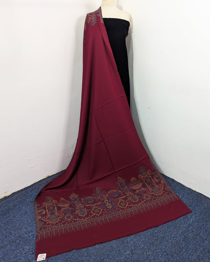 Luxury Wool Pashmina with Kani 2 Side Border Work Shawl