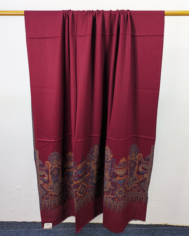 Luxury Wool Pashmina with Kani 2 Side Border Work Shawl