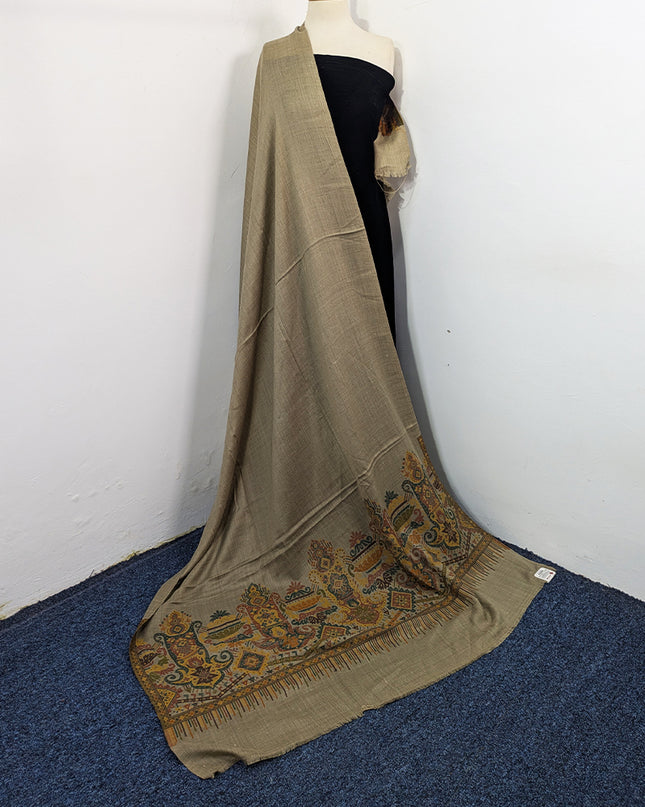 Luxury Wool Pashmina with Kani 2 Side Border Work Shawl