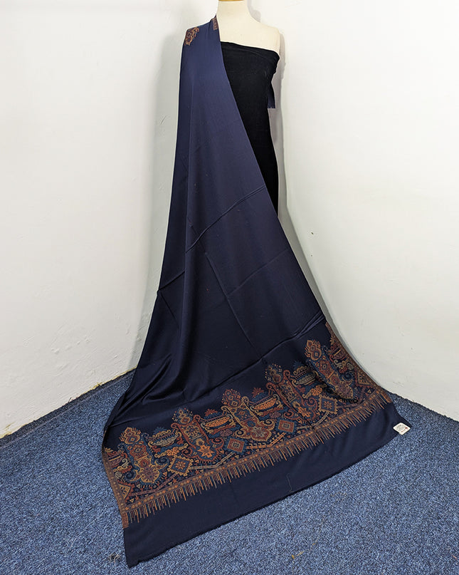 Luxury Wool Pashmina with Kani 2 Side Border Work Shawl