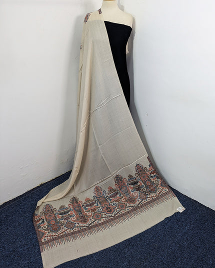 Luxury Wool Pashmina with Kani 2 Side Border Work Shawl