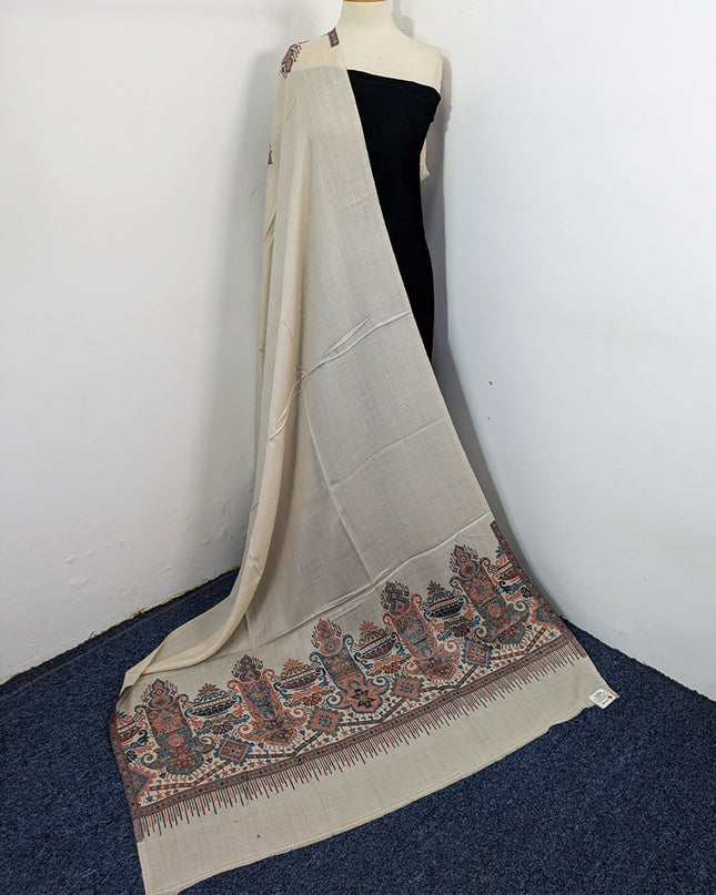 Luxury Wool Pashmina with Kani 2 Side Border Work Shawl