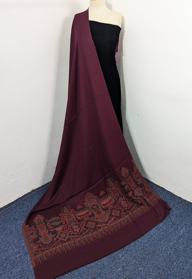Luxury Wool Pashmina with Kani 2 Side Border Work Shawl