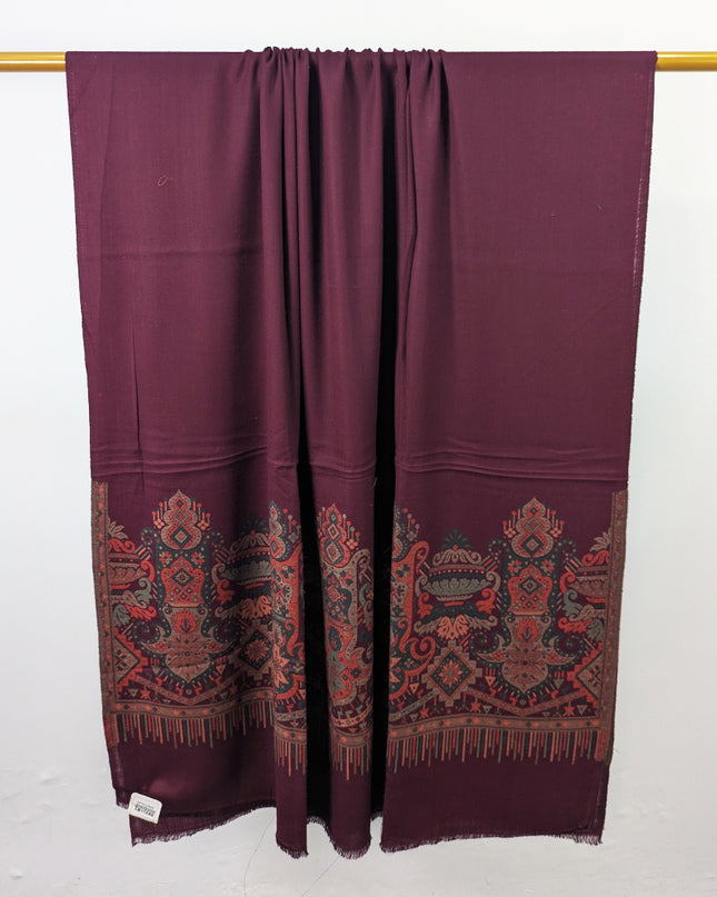 Luxury Wool Pashmina with Kani 2 Side Border Work Shawl