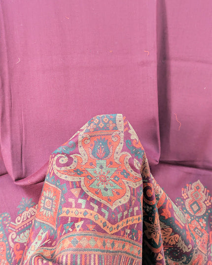 Luxury Wool Pashmina with Kani 2 Side Border Work Shawl