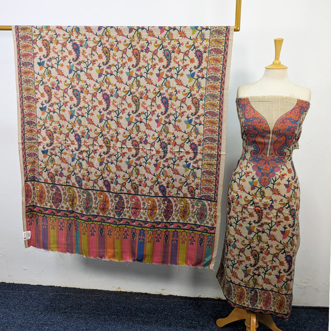 Premium Wool Pashmina with Kalamkari Work 3Pc Unstitched